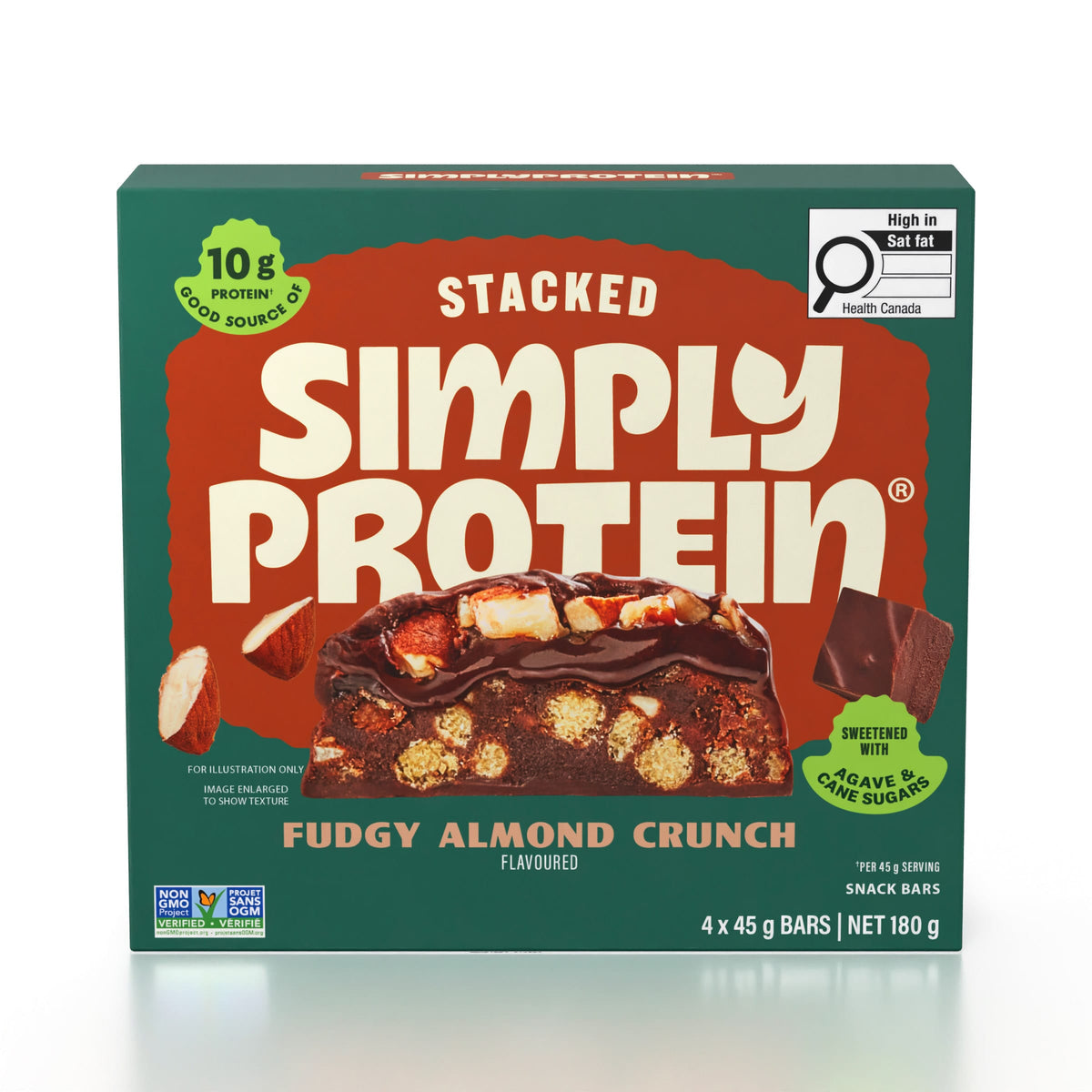 Fudgy Almond Crunch 4 Pack (4 x 45g) | SimplyProtein Stacked Bars 45g Fudgy Almond Crunch