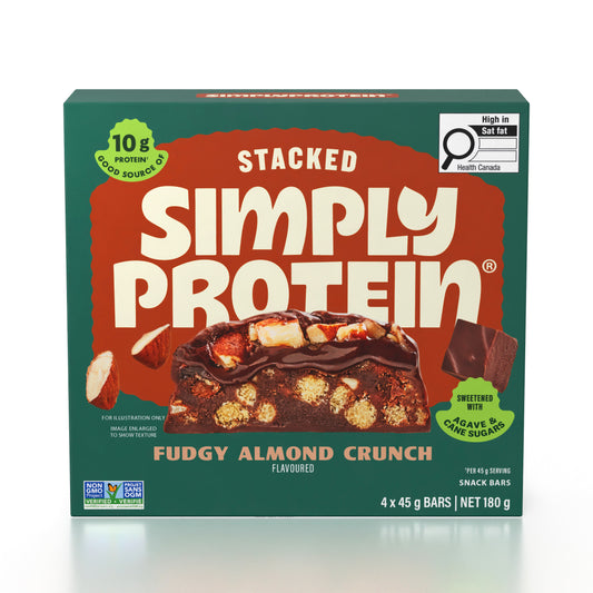 Fudgy Almond Crunch 4 Pack (4 x 45g) | SimplyProtein Stacked Bars 45g Fudgy Almond Crunch