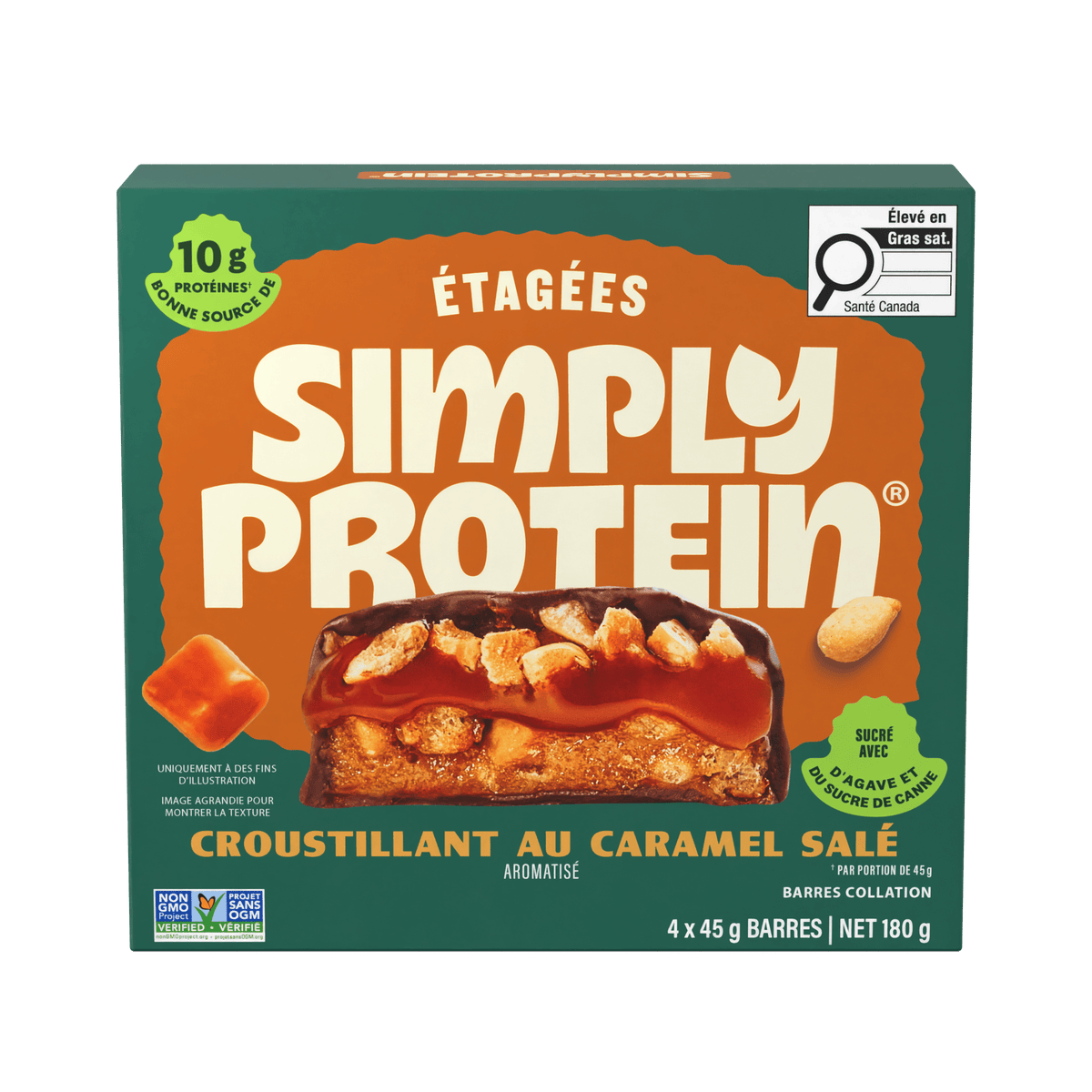 Salted Caramel Crisp 4 Pack (4 x 45g) | SimplyProtein Stacked Bars 45g Salted Caramel Crisp