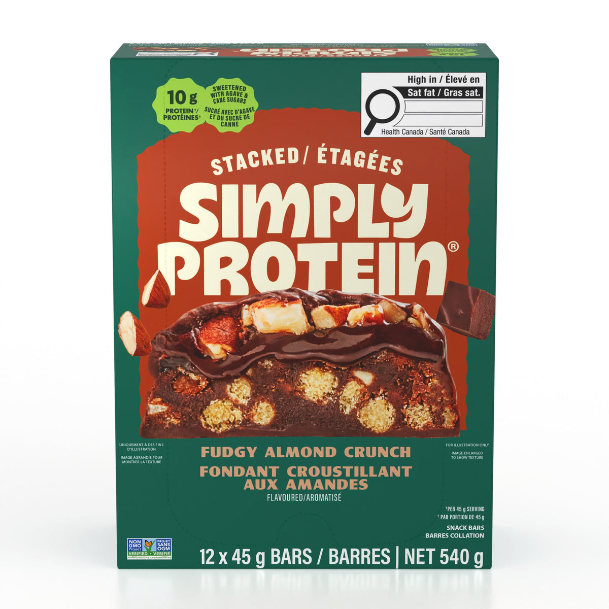 Fudgy Almond Crunch Case of 12 (12 x 45g) | SimplyProtein Stacked Bars 45g Fudgy Almond Crunch