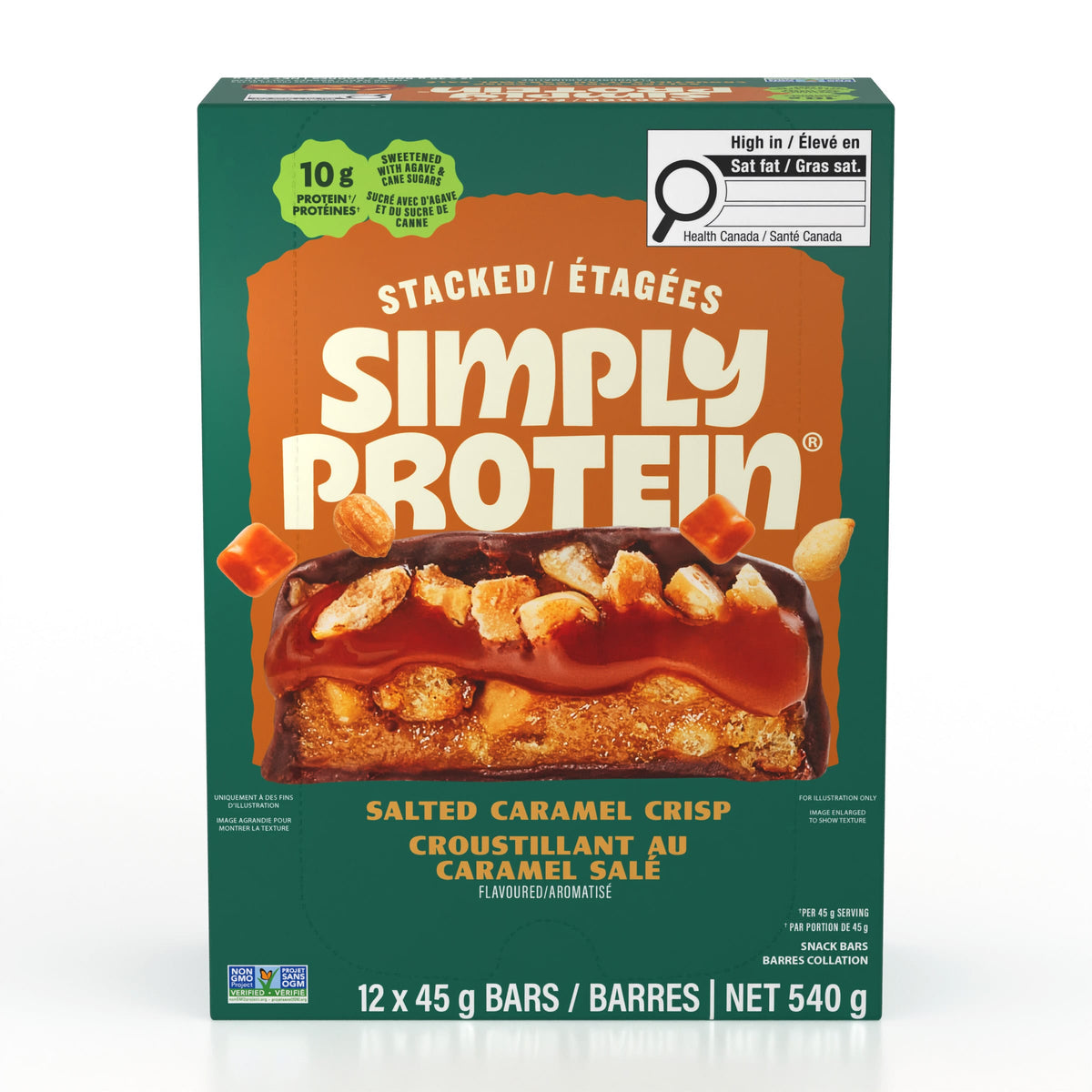Salted Caramel Crisp Case of 12 (12 x 45g) | SimplyProtein Stacked Bars 45g Salted Caramel Crisp