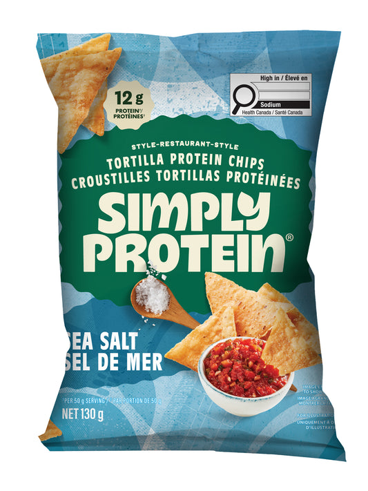 Sea Salt Case of 10 (10 x 130g) | SimplyProtein Tortilla Protein Chips 130g Sea Salt