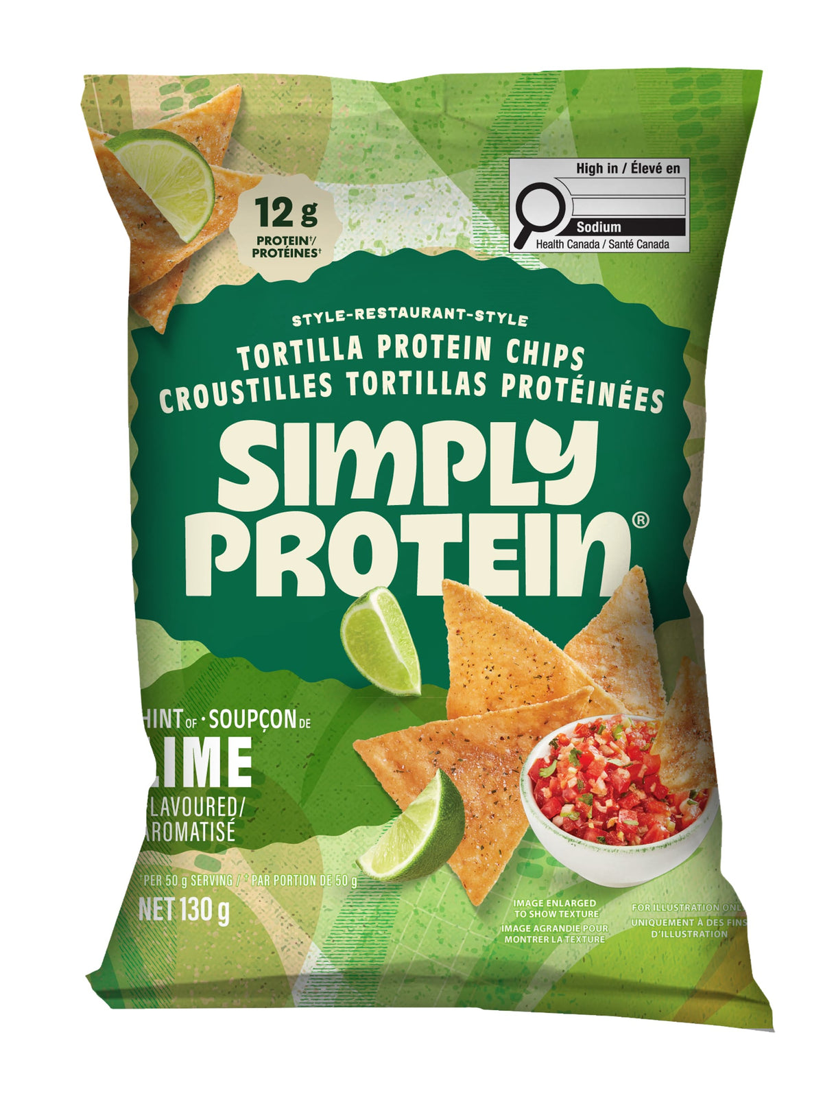 Hint of Lime Case of 10 (10 x 130g) | SimplyProtein Tortilla Protein Chips 130g Hint of Lime