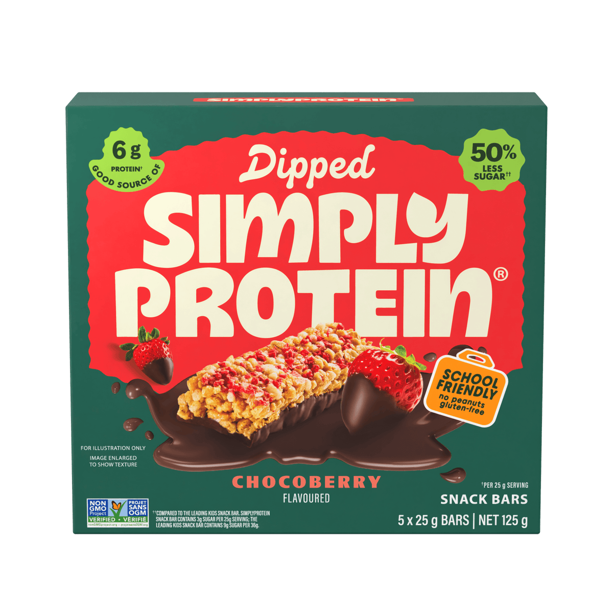 Chocoberry 5 Pack (5 x 25g) | SimplyProtein Dipped Bars Chocoberry