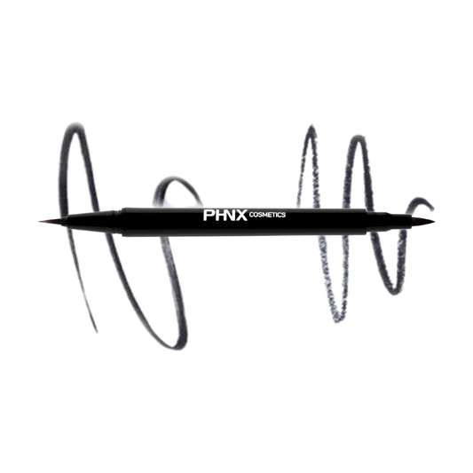 PHNX Dual Tip Precision Eyeliner, Felt Tip and Brush Tip, True Black Longwear Liquid Liner, 1.2ml