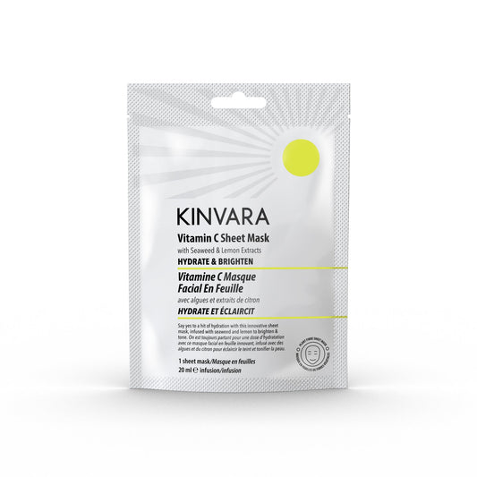 Kinvara Vitamin C Sheet Mask with Seaweed and Lemon, Fragrance-Free, 20ml