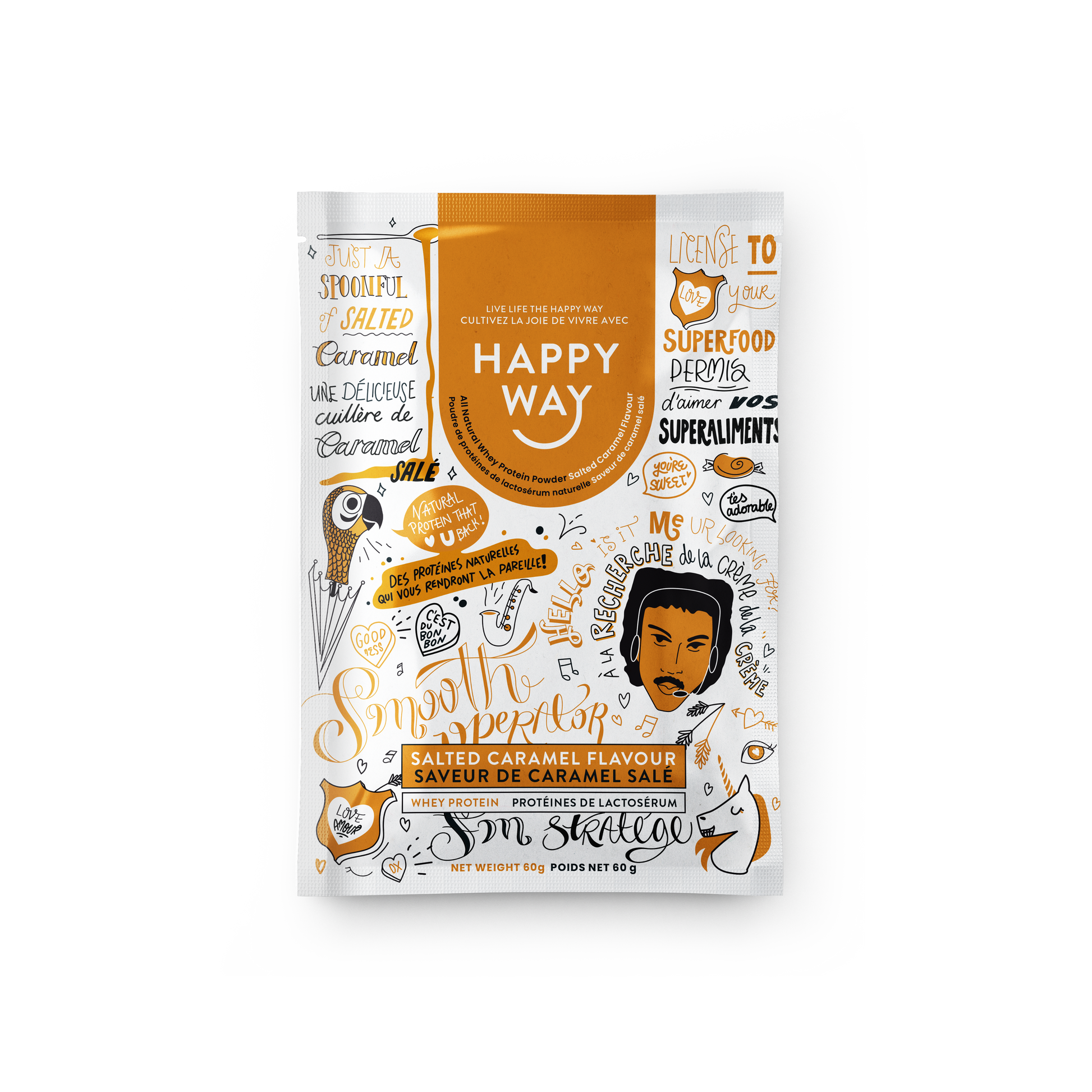 Happy Way Whey Protein sachets Salted Caramel 6x60g