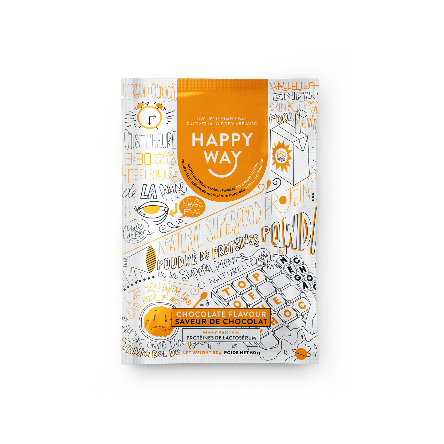 Happy Way Whey Protein sachets Chocolate 6x60g