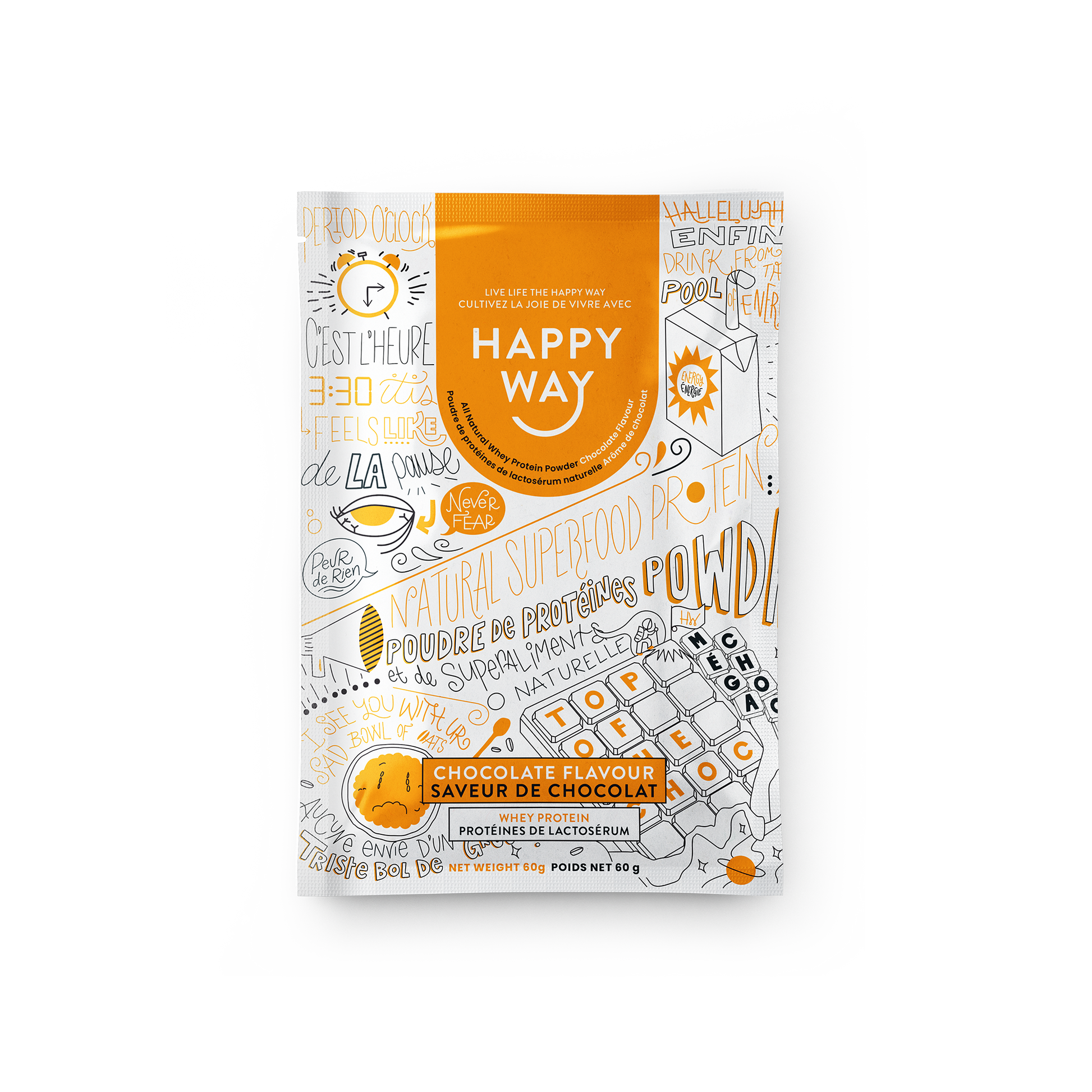 Happy Way Whey Protein sachets Chocolate 6x60g