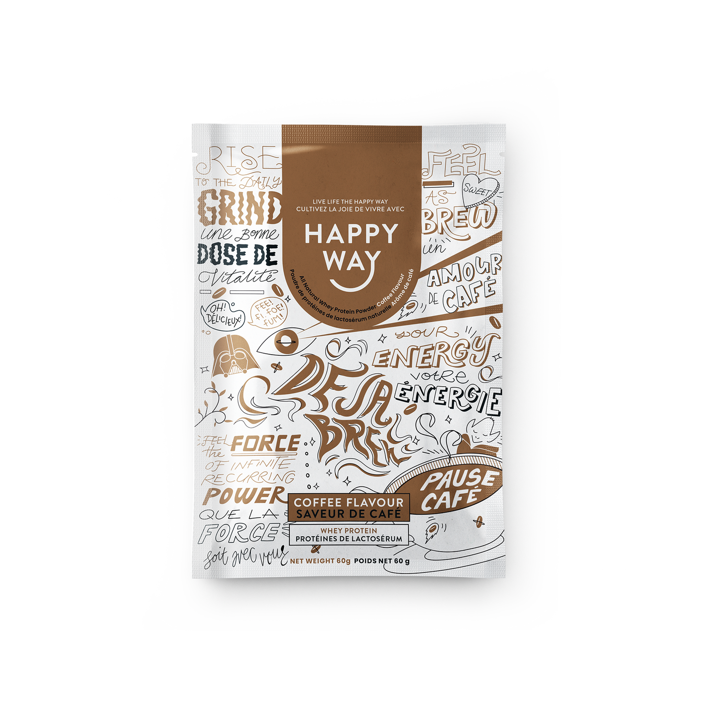 Happy Way Whey Protein sachets Coffee 6x60g