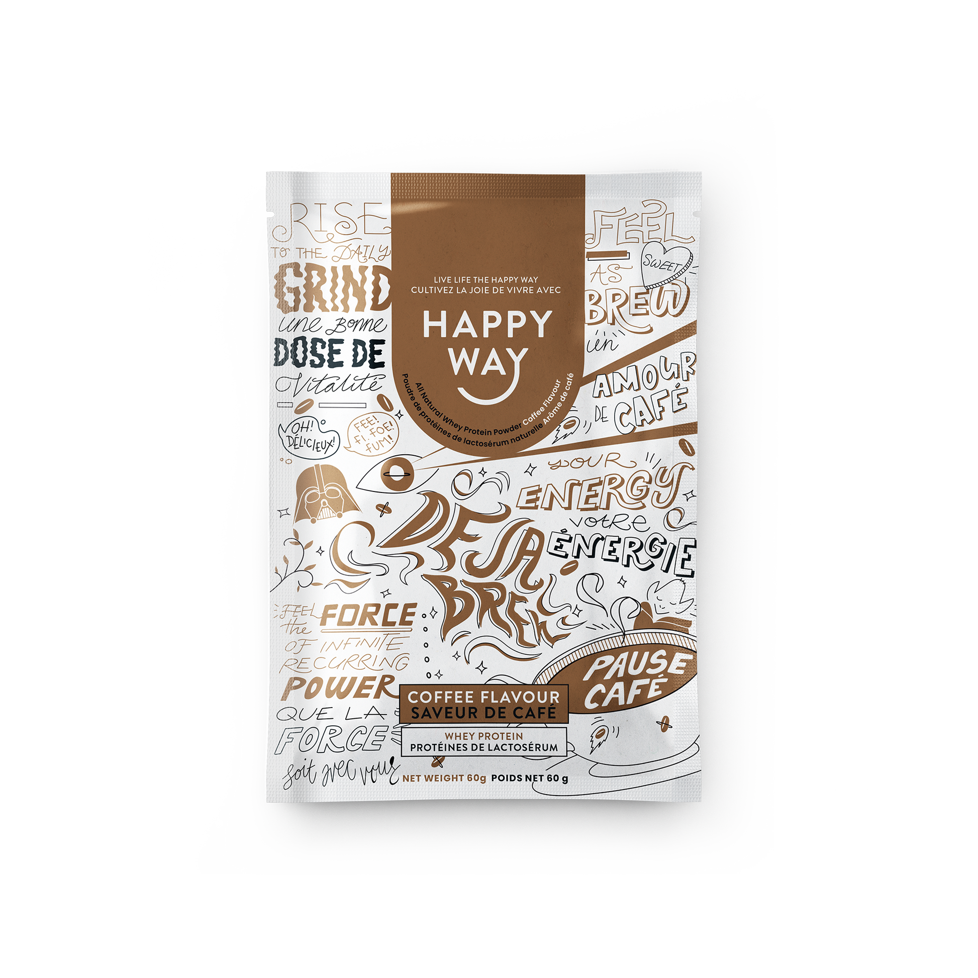 Happy Way Whey Protein sachets Coffee 6x60g