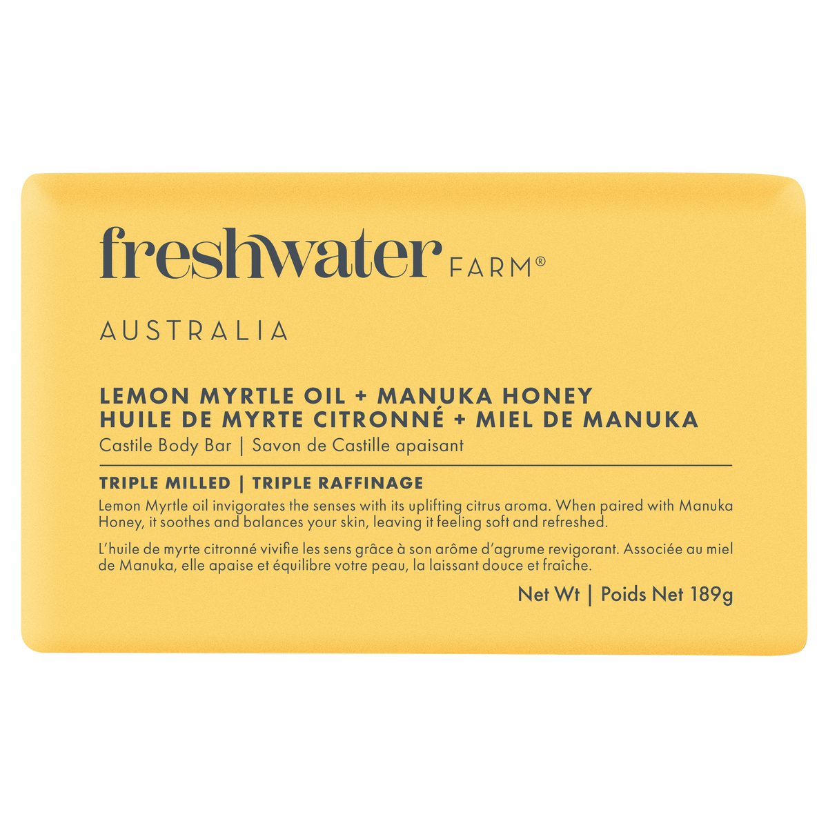 Freshwater Farm Castile Body Bar – Lemon Myrtle + Manuka Honey