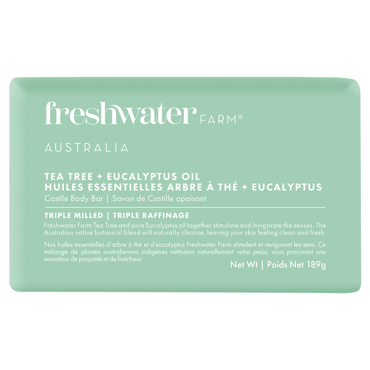 Freshwater Farm Castile Body Bar – Tea Tree + Eucalyptus
