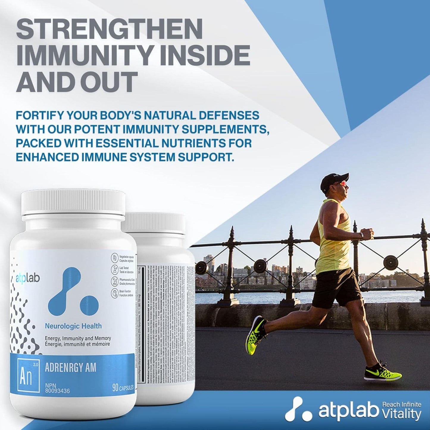 90 Vegetable Capsules | ATP Lab AdrenRGY AM bottle
