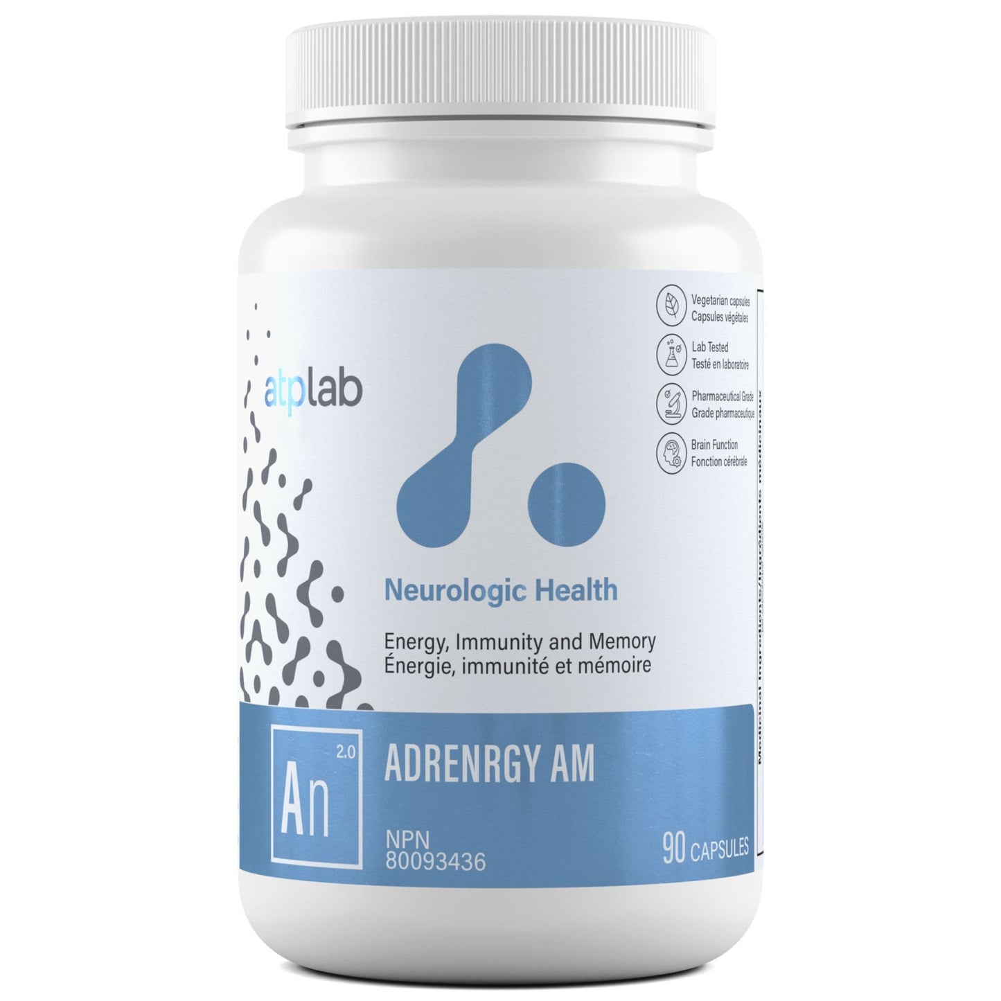 90 Vegetable Capsules | ATP Lab AdrenRGY AM bottle