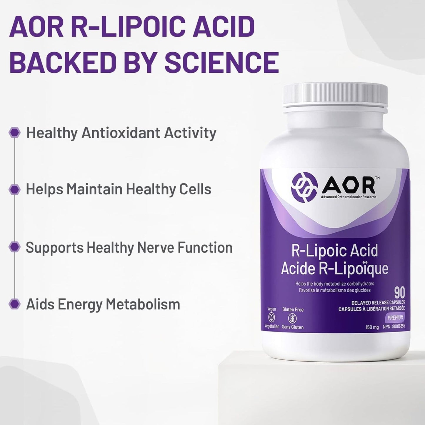 90 Delayed Release Capsules | AOR R-Lipoic Acid