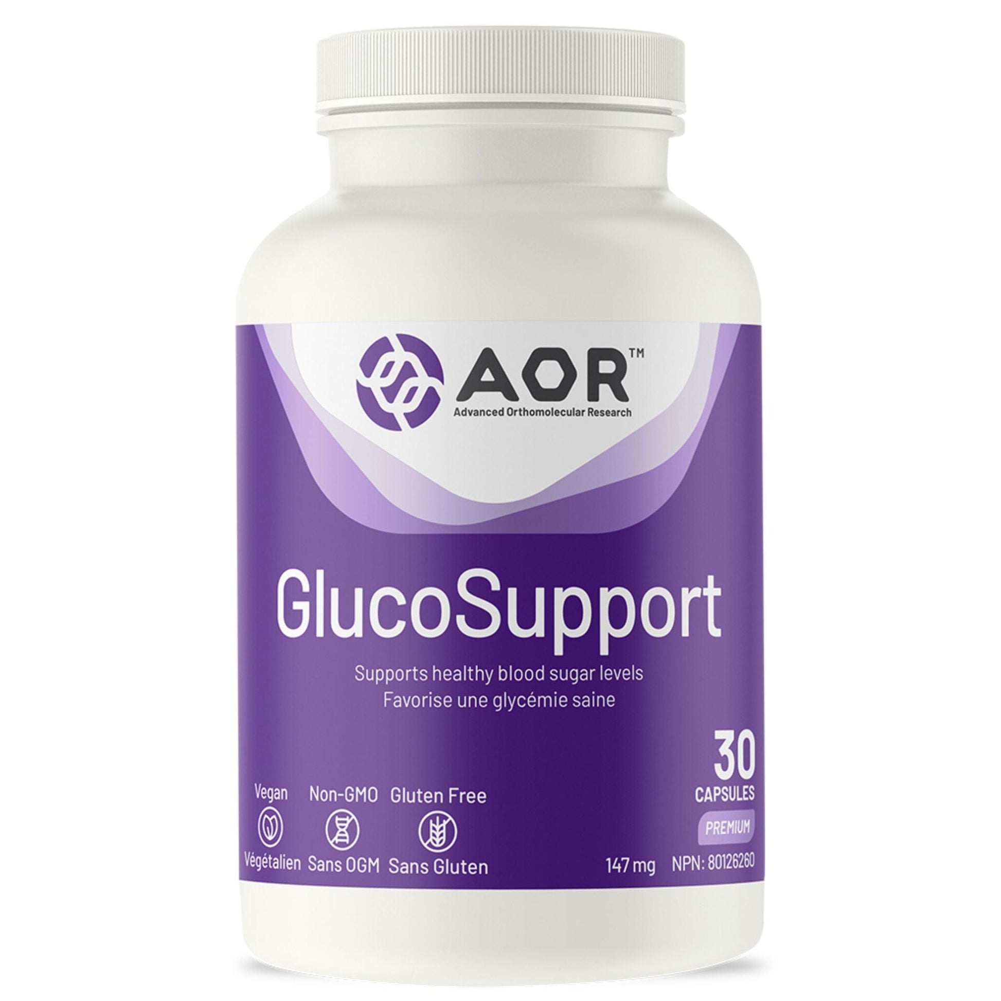 30 Capsules | AOR GlucoSupport Bottle