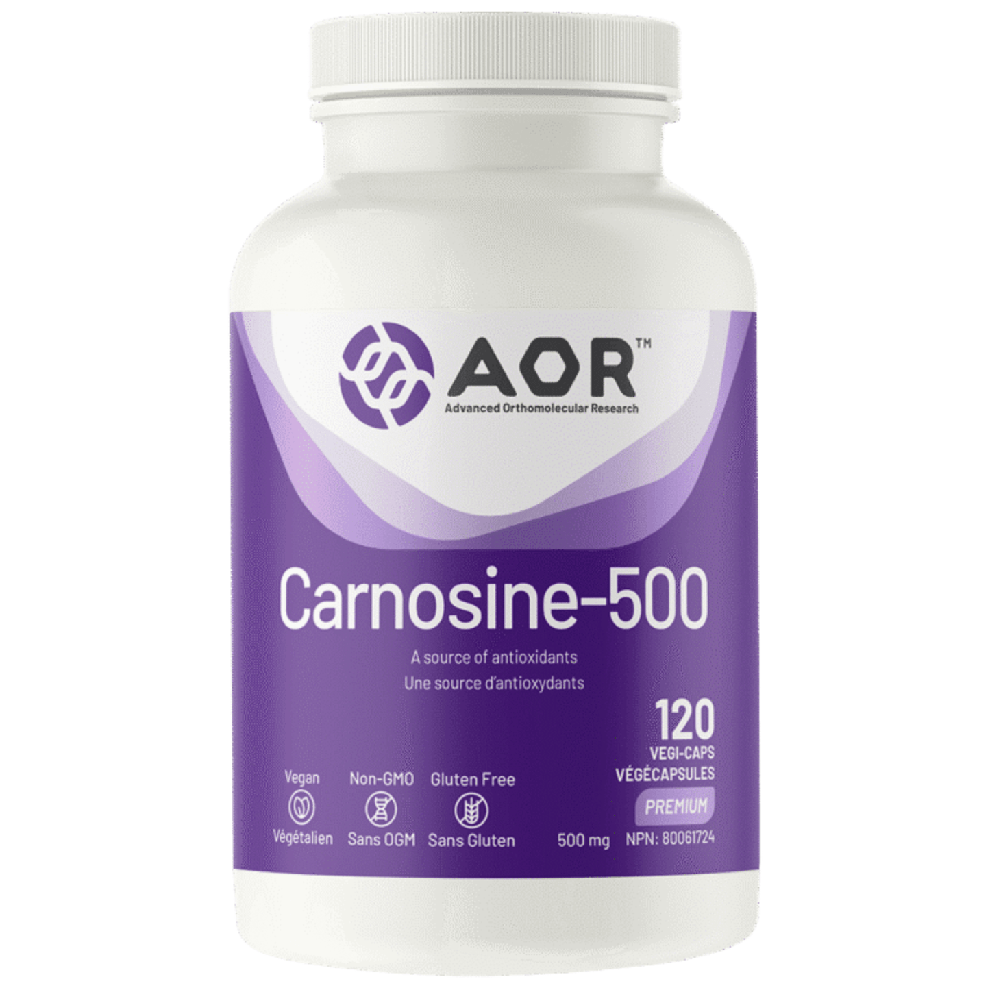 120 Vegetable Capsules | AOR Carnosine-500