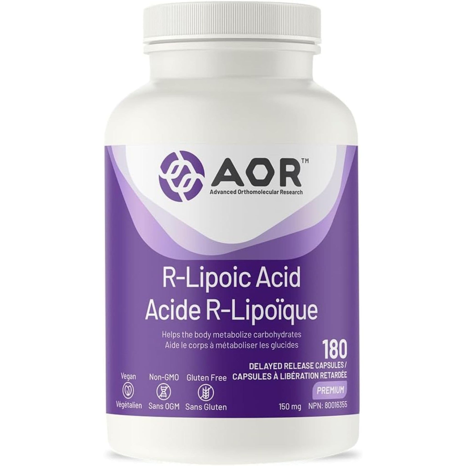 180 Delayed Release Capsules | AOR R-Lipoic Acid