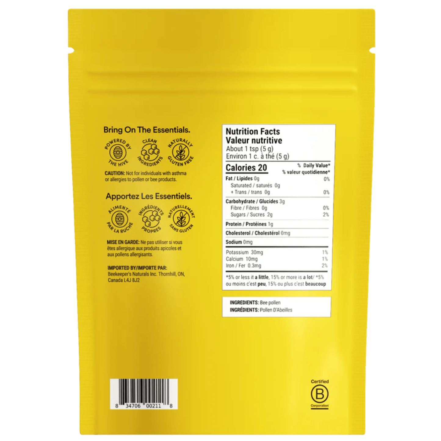 150g | Beekeeper's Naturals Bee Pollen