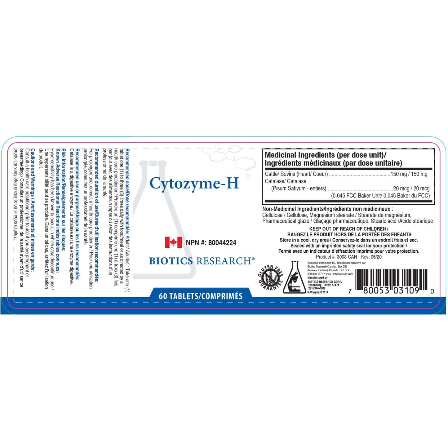 60 Tablets | Biotics Research Cytozyme-H