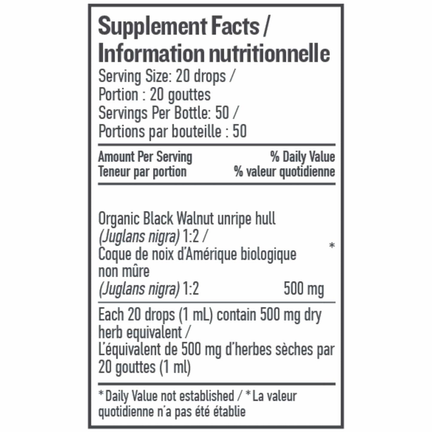 50 mL | Botanica Black Walnut Liquid Herb // supplement facts