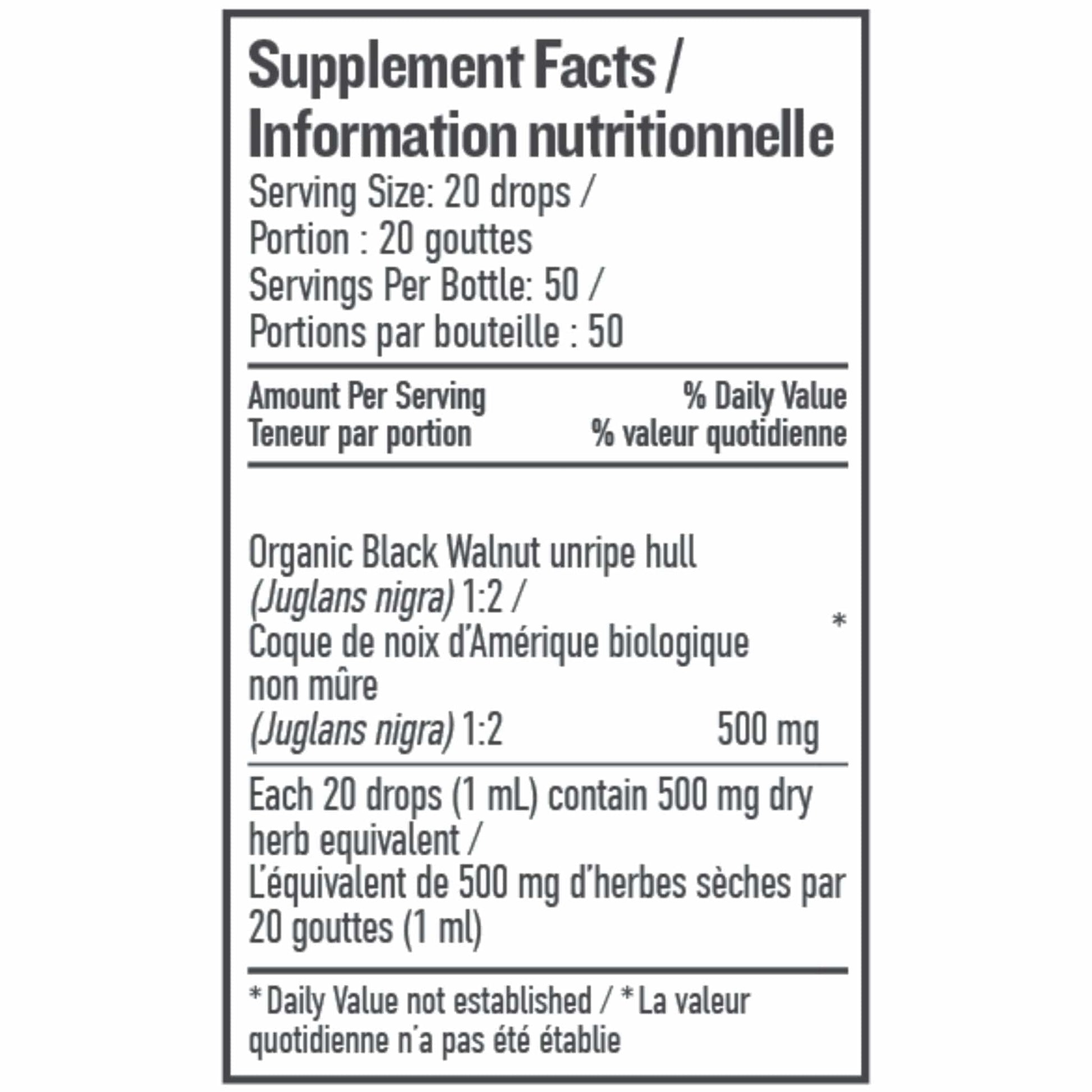 50 mL | Botanica Black Walnut Liquid Herb // supplement facts