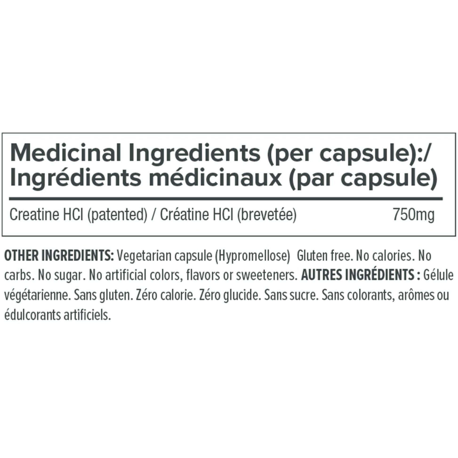 72 Capsules | Con-Crete HCL ingredient label