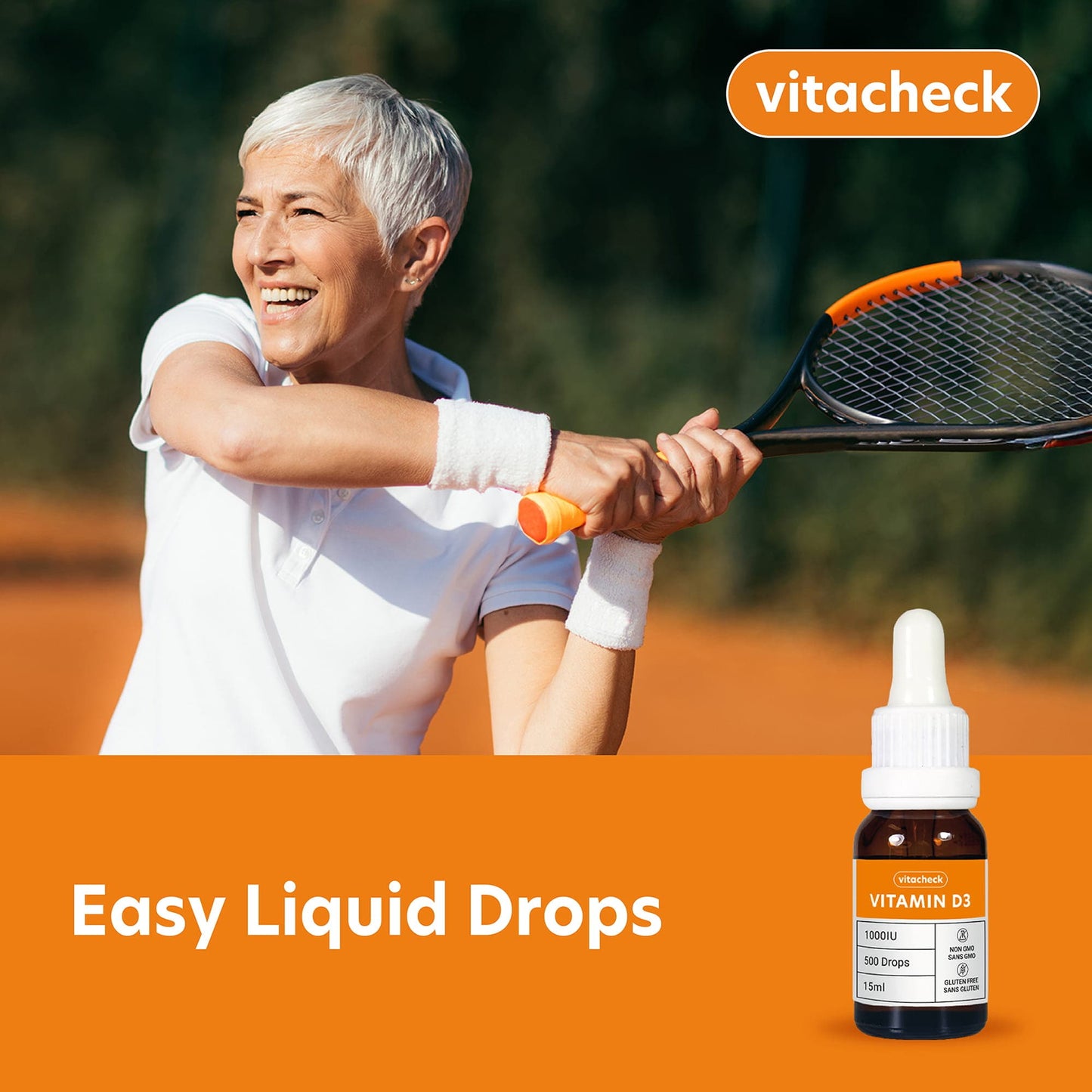 Vitacheck Vitamin D3 1000IU Liquid D3 Drops with Organic Olive Oil, 500 Servings, 15ml CLEARANCE 25% Off Exp 8/27 Final Sale