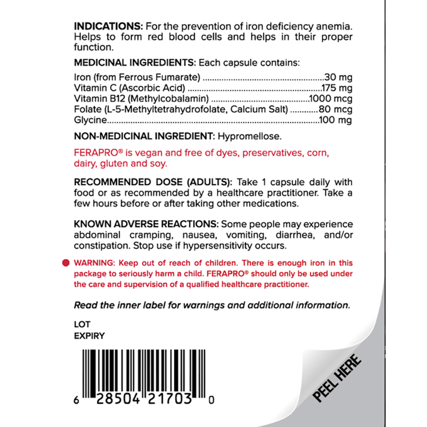 100 Vegetable Capsules | Replete Ferapro Capsules