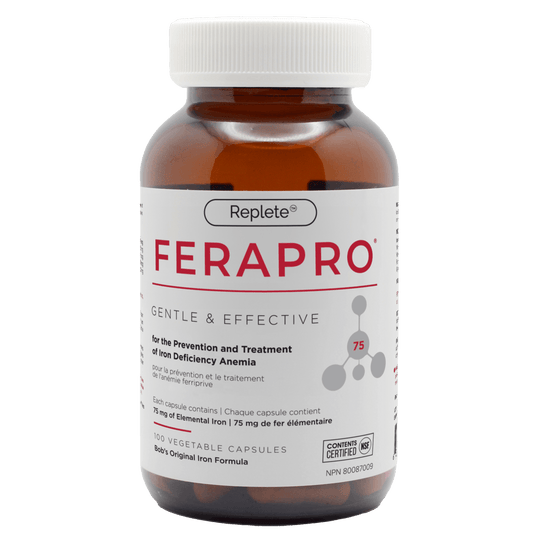 100 Vegetable Capsules | Replete Labs FERAPRO 75 for the Prevention and Treatment of Iron Deficiency Anemia