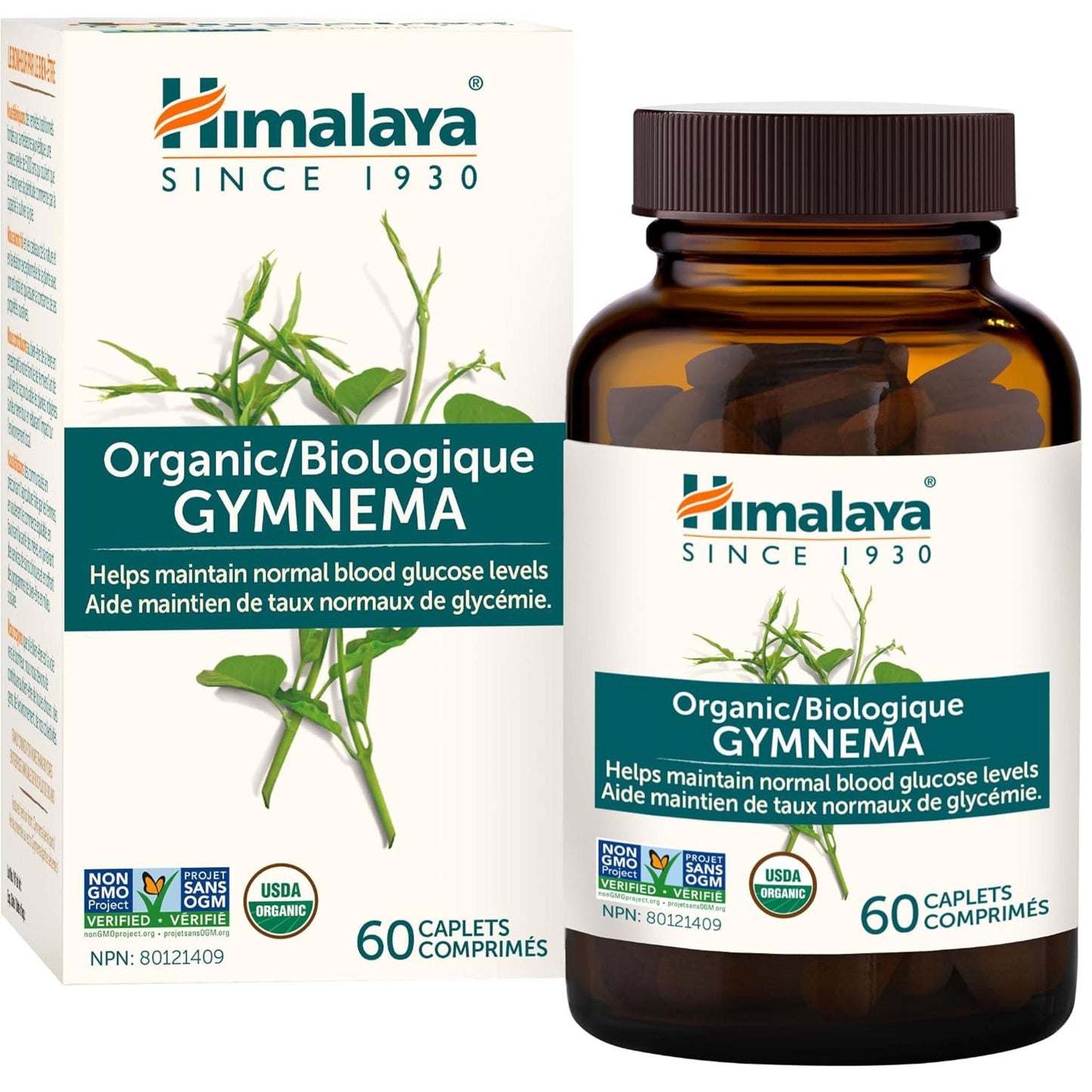 Himalaya Organic Gymnema 700mg, 60 Caplets, Helps Maintain Normal Blood Glucose Levels, USDA Certified Organic, Non-GMO, Gluten Free, 1 Month Supply
