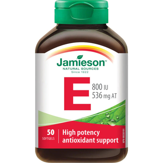 50 Softgels | Jamieson Vitamin E 800 IU 536 mg AT