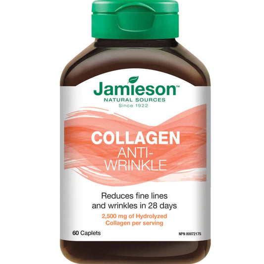 60 Caplets | Jamieson Collagen Anti-Wrinkle, 2,500 mg Hydrolized Collagen // French Bottle