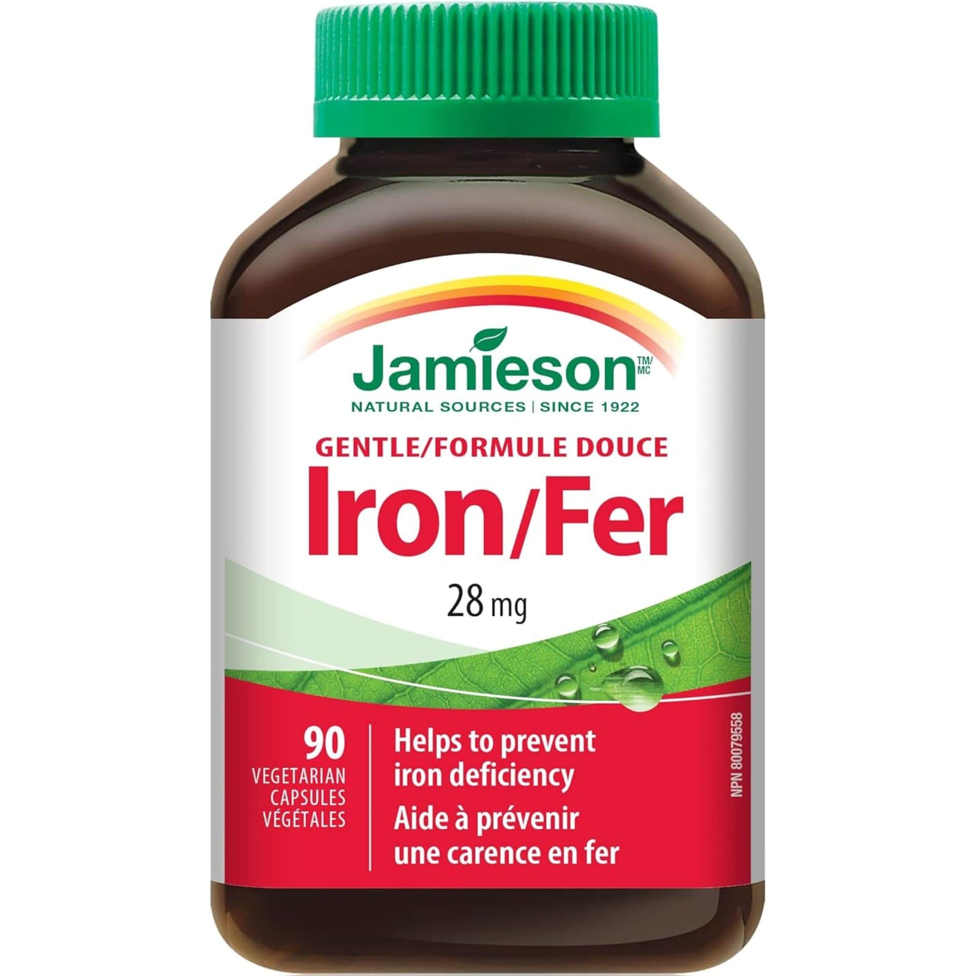 90 Vegetarian Capsules | Jamieson Gentle Iron 28 mg High Absorption