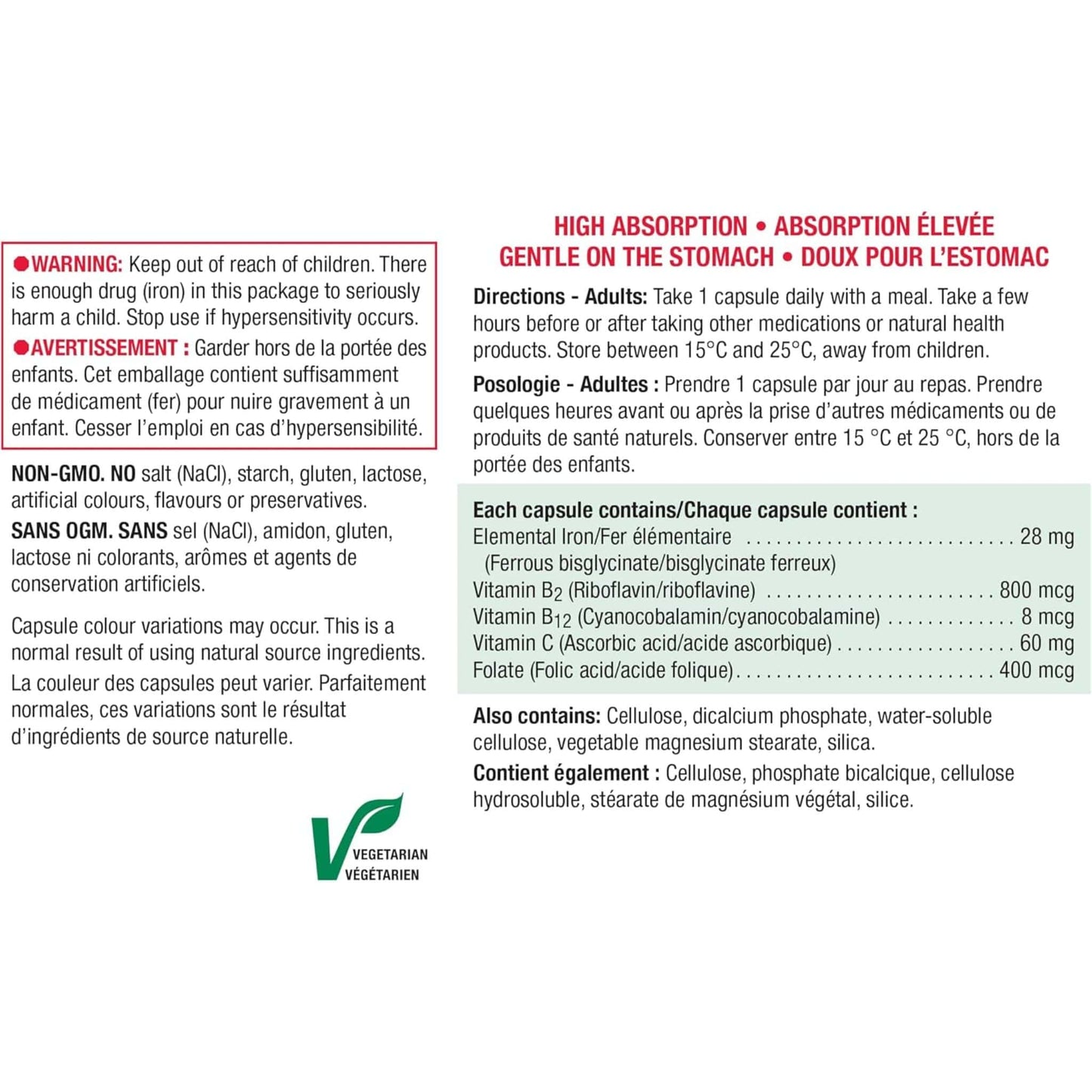 90 Vegetarian Capsules | Jamieson Gentle Iron 28 mg High Absorption