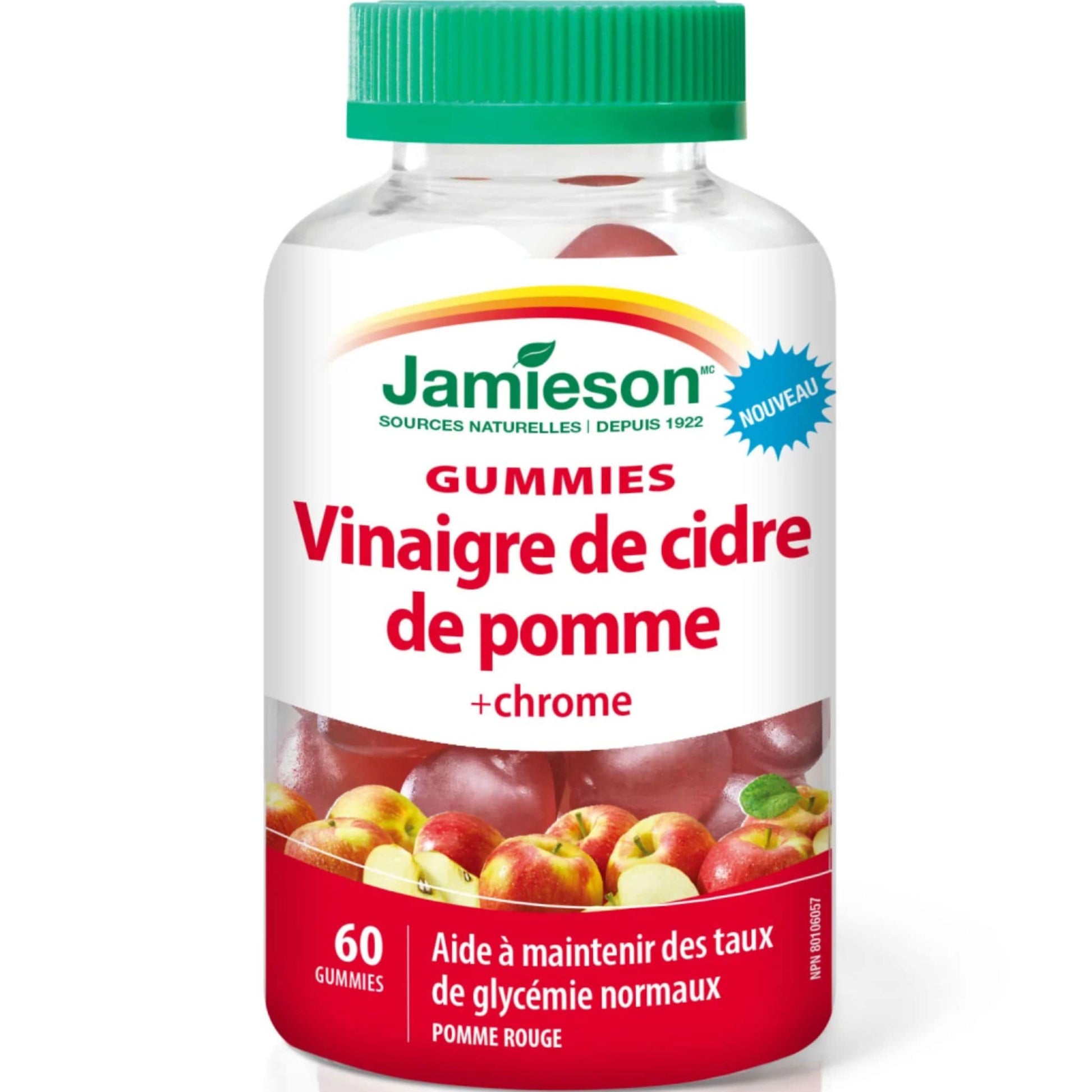 Red Apple, 60 Gummies | Jamieson Gummies Apple Cider Vinegar + Chromium // French Bottle