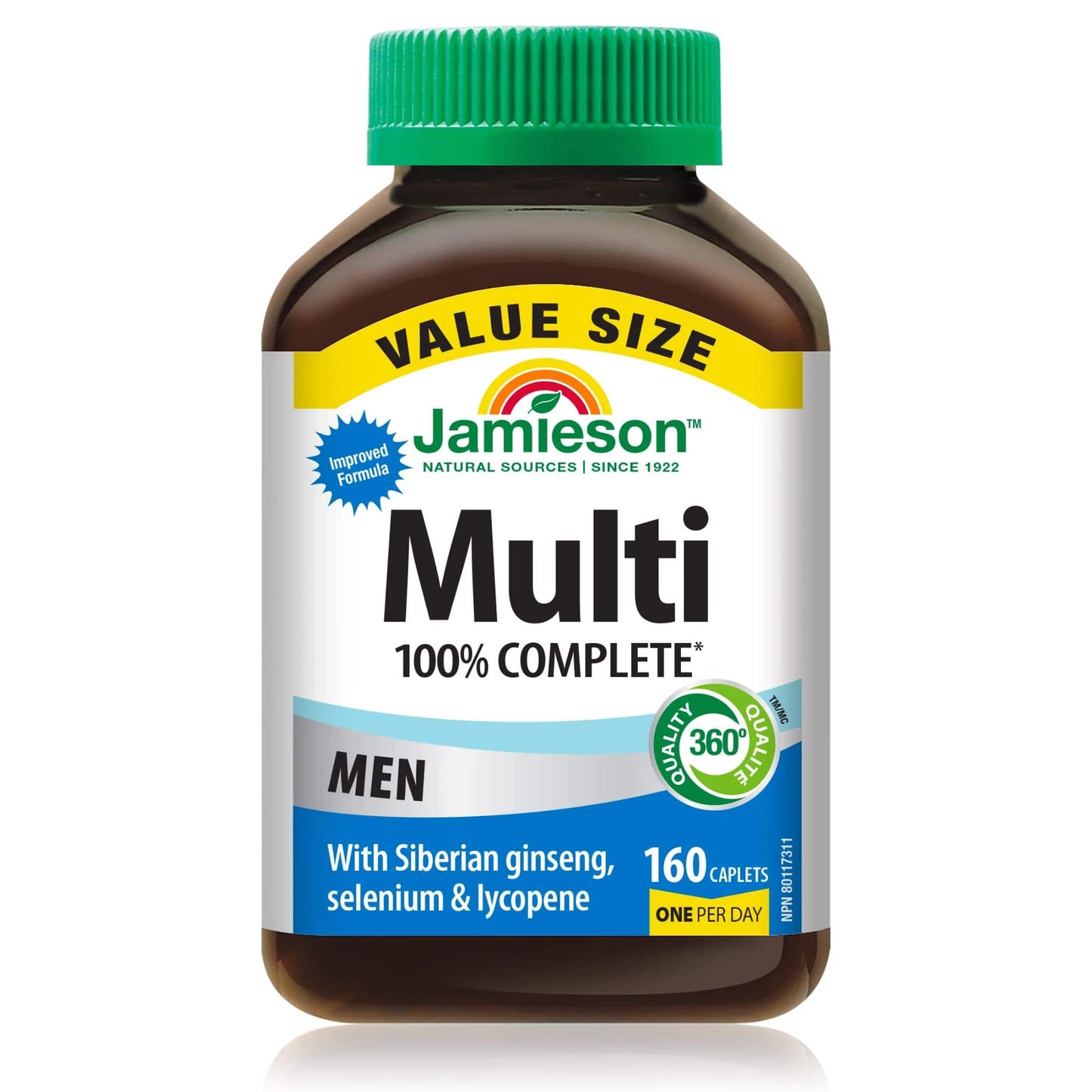 160 Caplets (New Formula) | Jamieson Multi 100% Complete Multivitamin for Men 