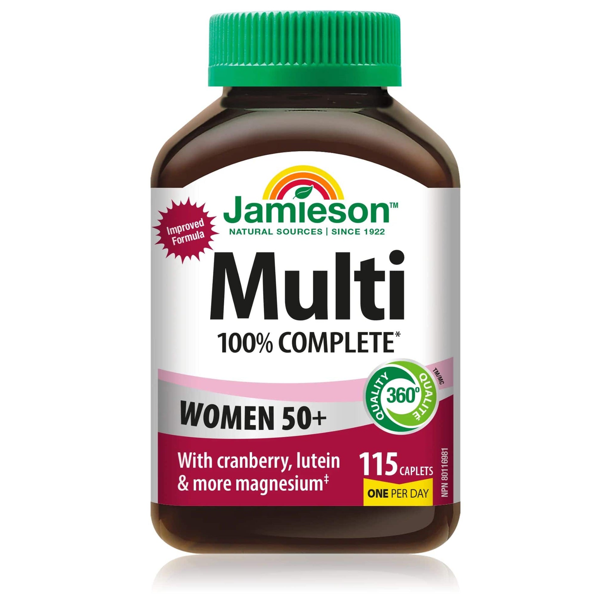 115 Caplets (New Formula) | Jamieson Multi 100% Complete Multivitamin for Women 50+