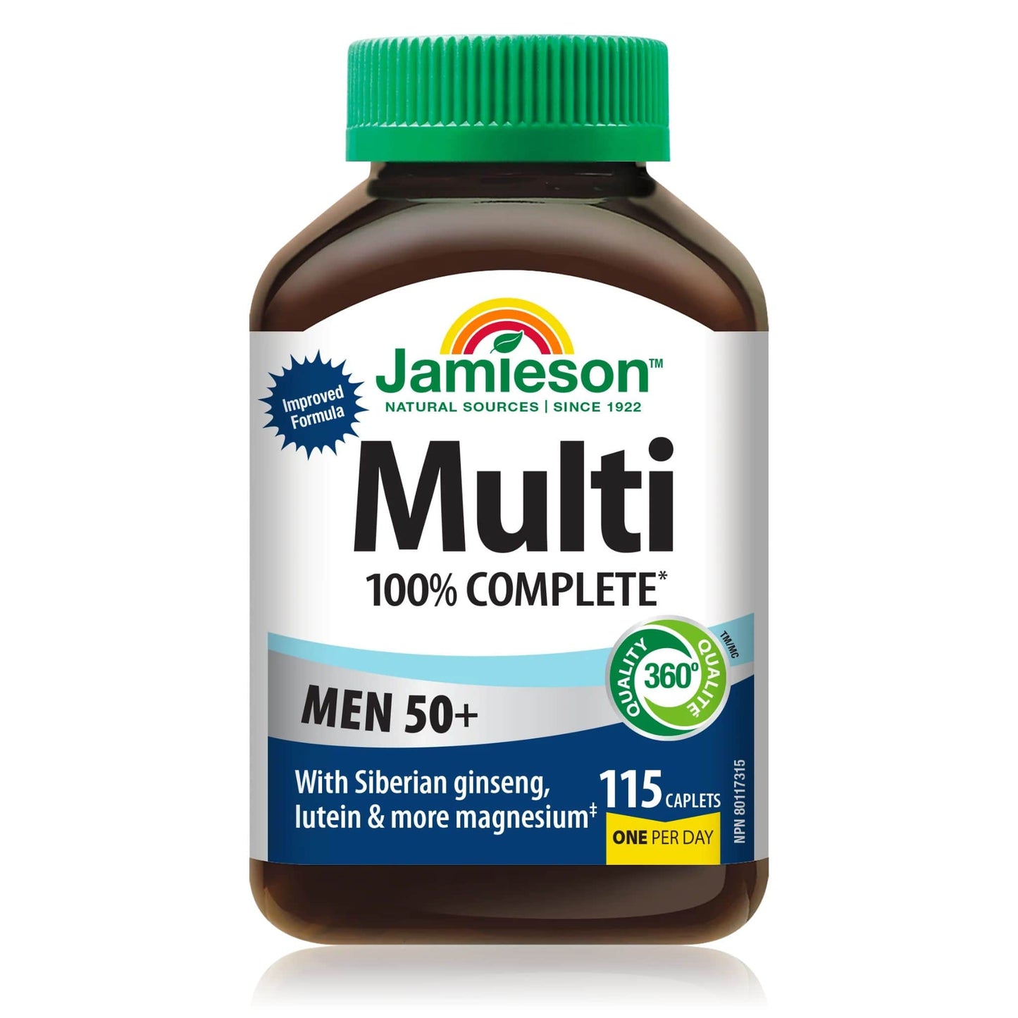 115 Caplets (New Formula) | Jamieson Multi 100% Complete Multivitamin for Men 50+