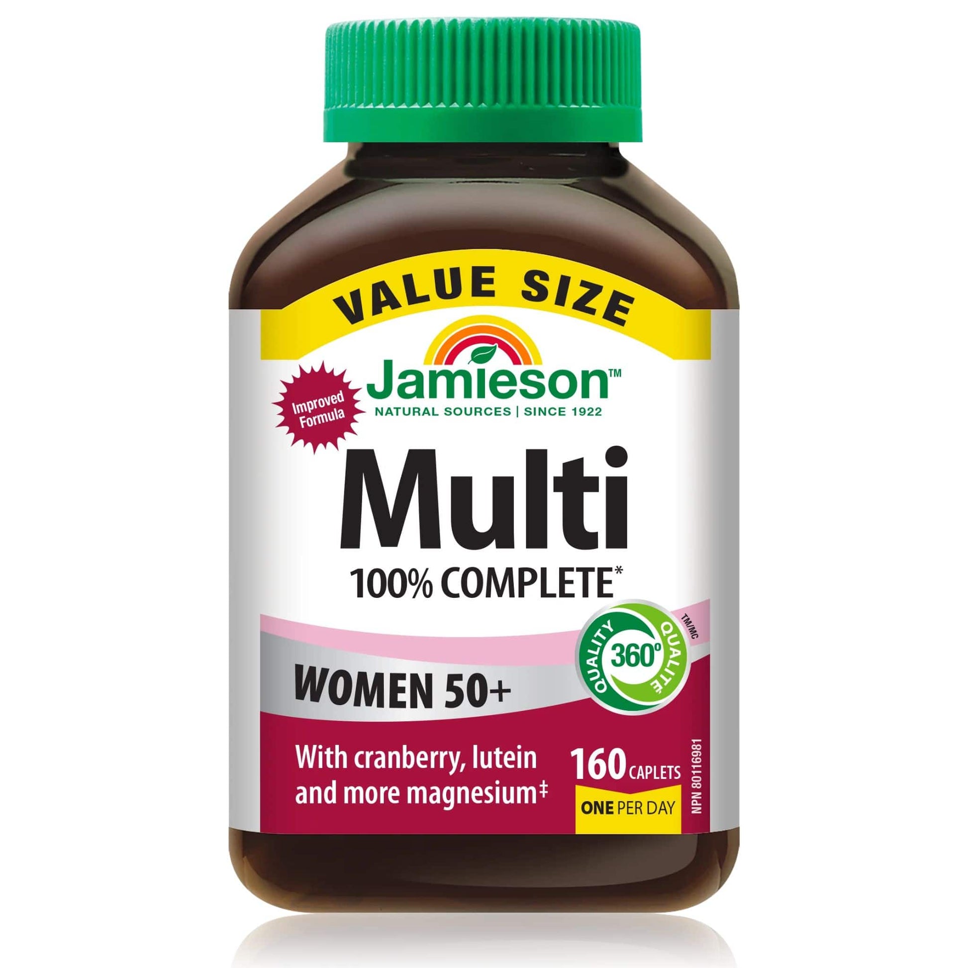 160 Caplets (New Formula) | Jamieson Multi 100% Complete Multivitamin for Women 50+