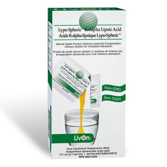 30 Packets | LivOn Lypo-Spheric R-Alpha Lipoic Acid