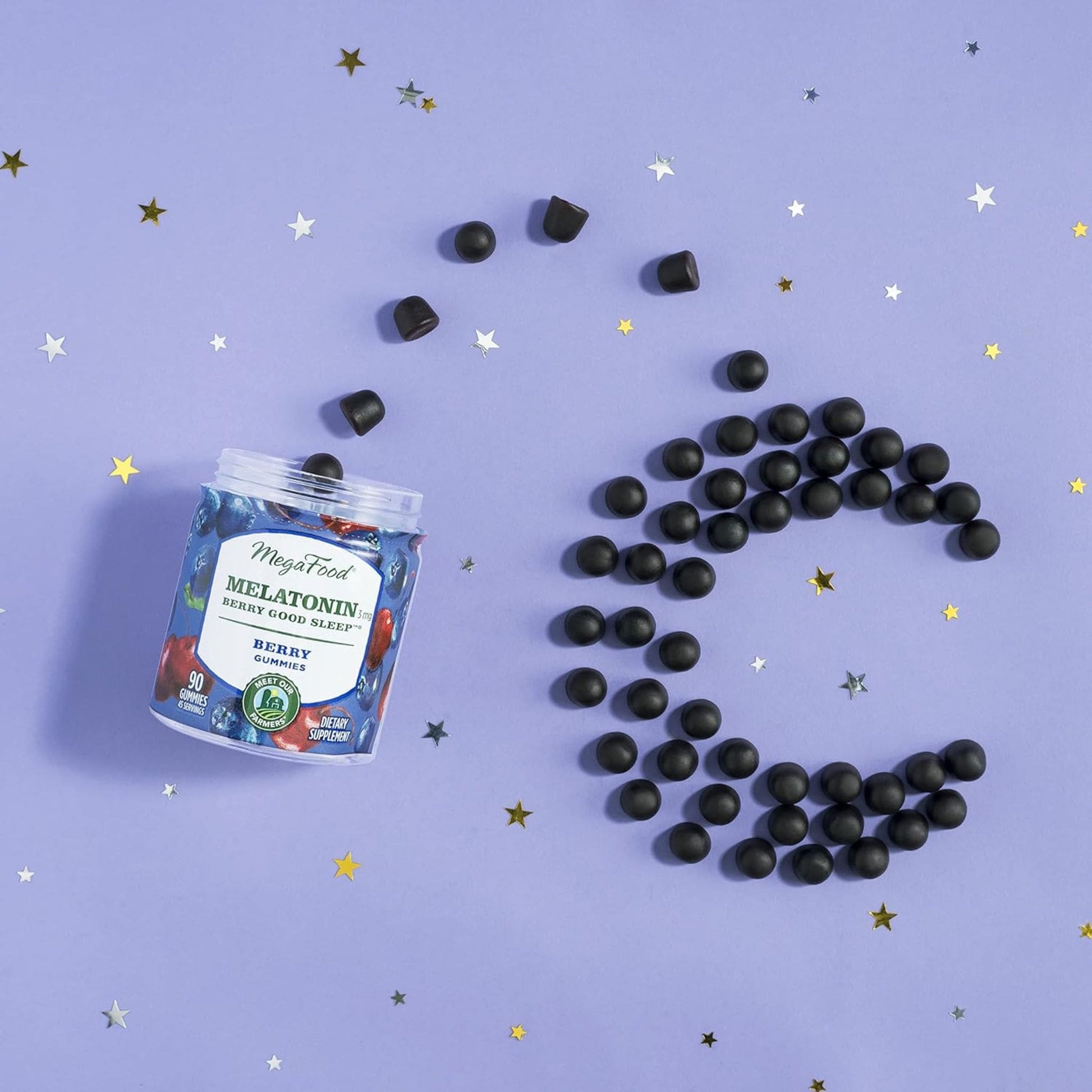 54 Gummies | MegaFood Melatonin Berry Good Sleep 3mg Melatonin Product Lay