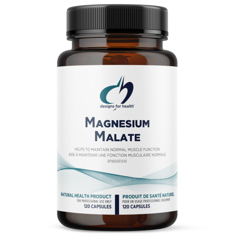 Designs for Health Magnesium Malate, Highly Bioavailable Di-Magnesium Malate, 120 Capsules