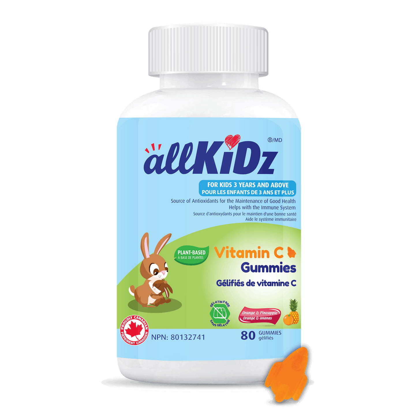 Allkidz Naturals Vitamin C Gummies, Immune Support for Kids, 80 Gummies