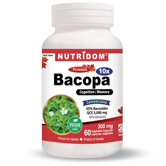Nutridom Bacopa 10x, Supports Cognitive Health, 60 Vegetable Capsules