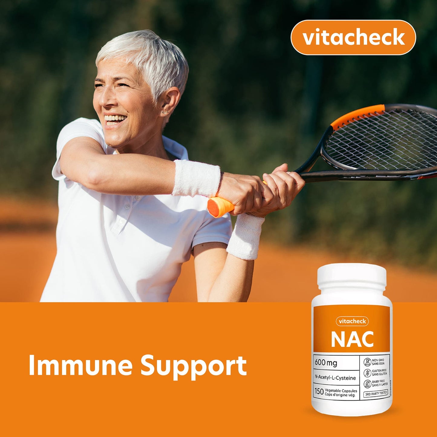 Vitacheck NAC 600mg Capsules, N Acetyl L-Cysteine, Immune Health, Supports Lung and Liver Health, 150 Vegetable Capsules