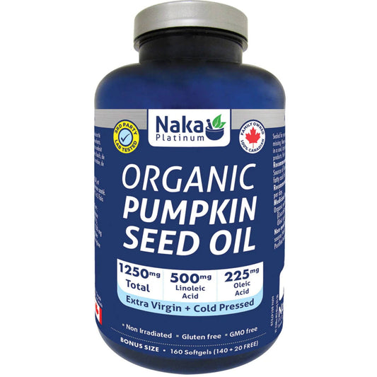NAKA Platinum Organic Pumpkin Seed Oil 1250mg, 160 Softgels