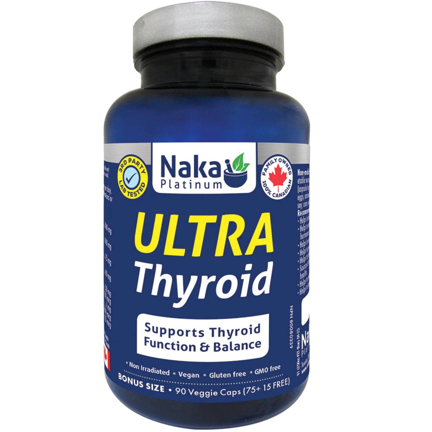 NAKA Platinum Ultra Thyroid, Thyroid Support with Iodine, L-Tyrosine and Ashwagandha, 90 Vegetable Capsules