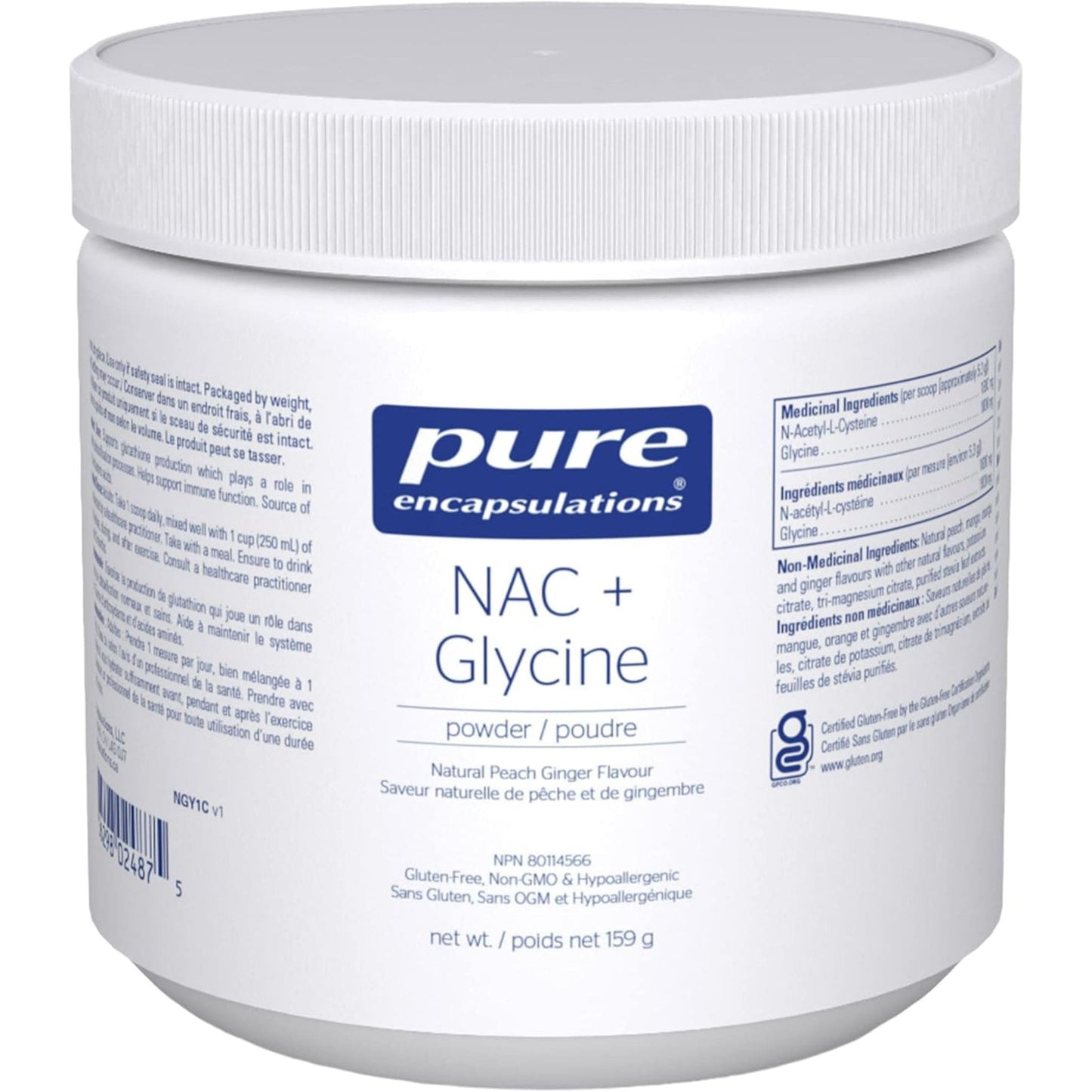 Natural Peach Ginger Flavour, 159g | CanPrev NAC + Glycine Powder